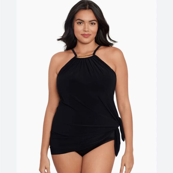 Magicsuit by Miraclesuit Solid Parker Swim Tummy Control Dress in Black 6006012 - Picture 4 of 4